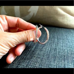 Classy Hoop Eartings!! Silver and Rhinestone! Gently Used!